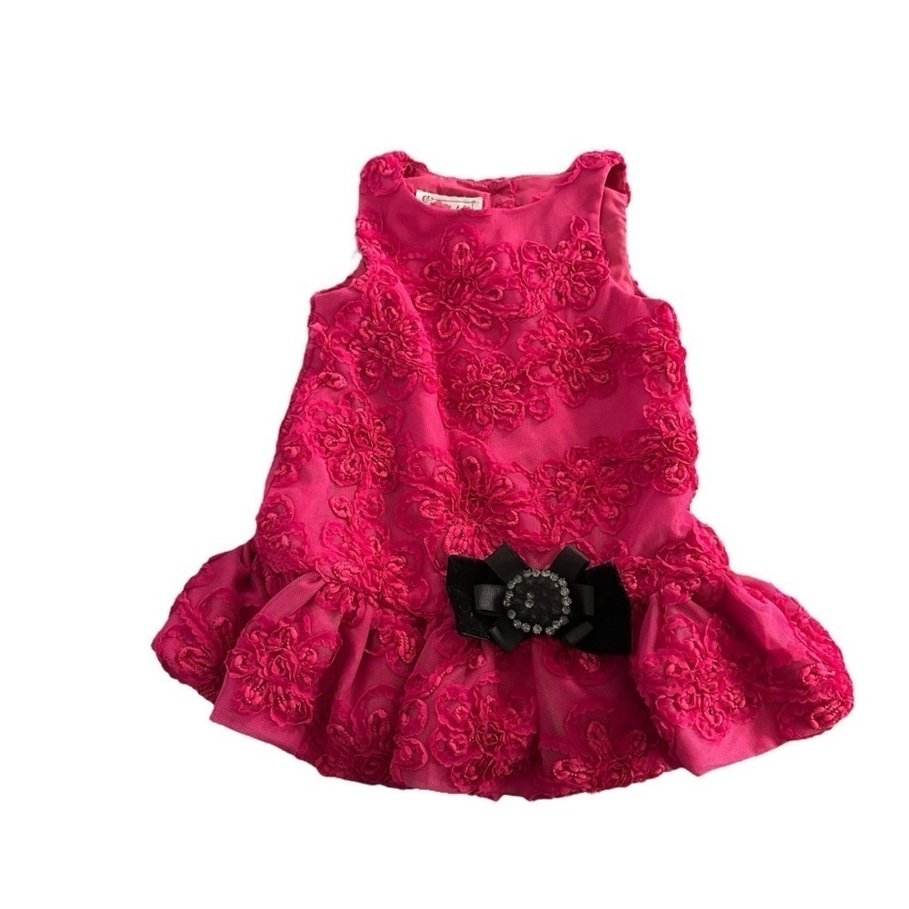 Pippa & Julie Dress Rosette Pink Floral Princess Fairy Vibrant Size 12-18 months